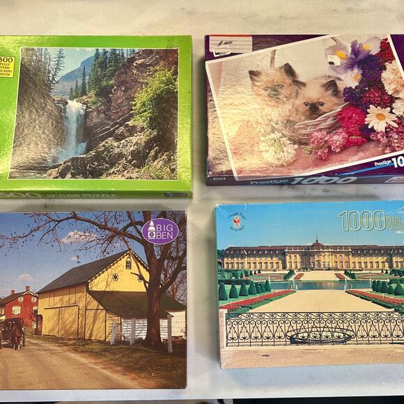 Vintage Puzzle Lot 500-1000 Pieces Americana Portland Maine Kitten Castle New - Picture 1 of 10